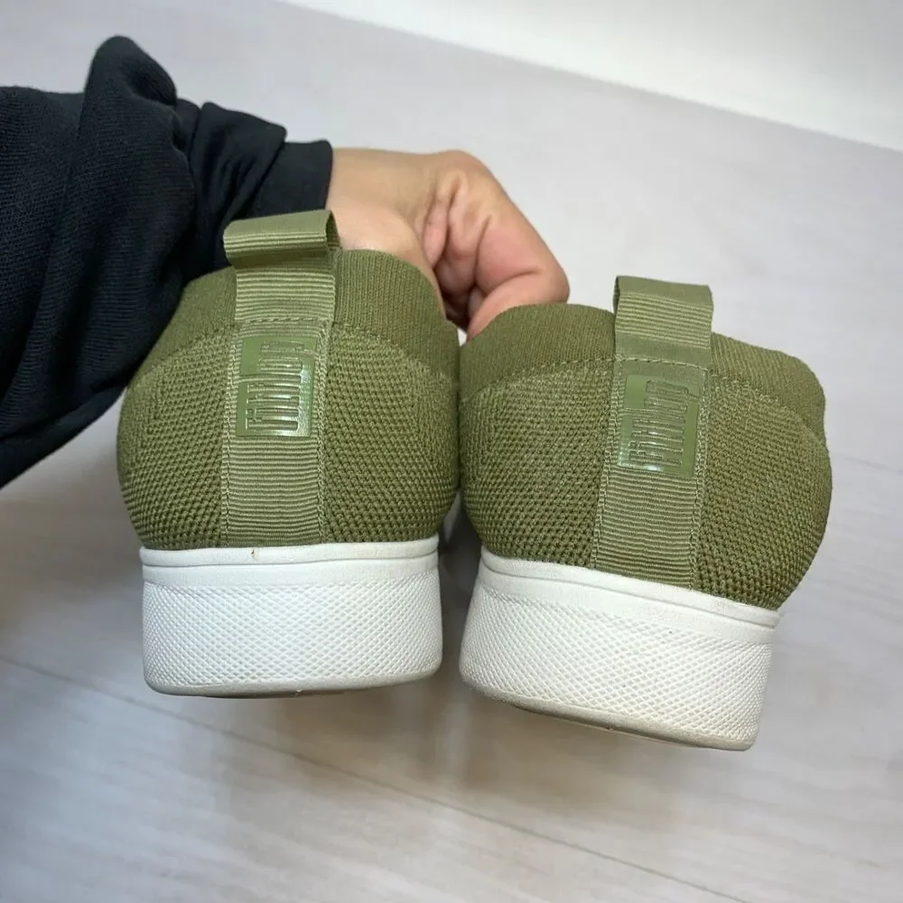 FitFlop Rally Tonal Knit Sneakers Womens Size 10 Green Comfort Walking Shoes